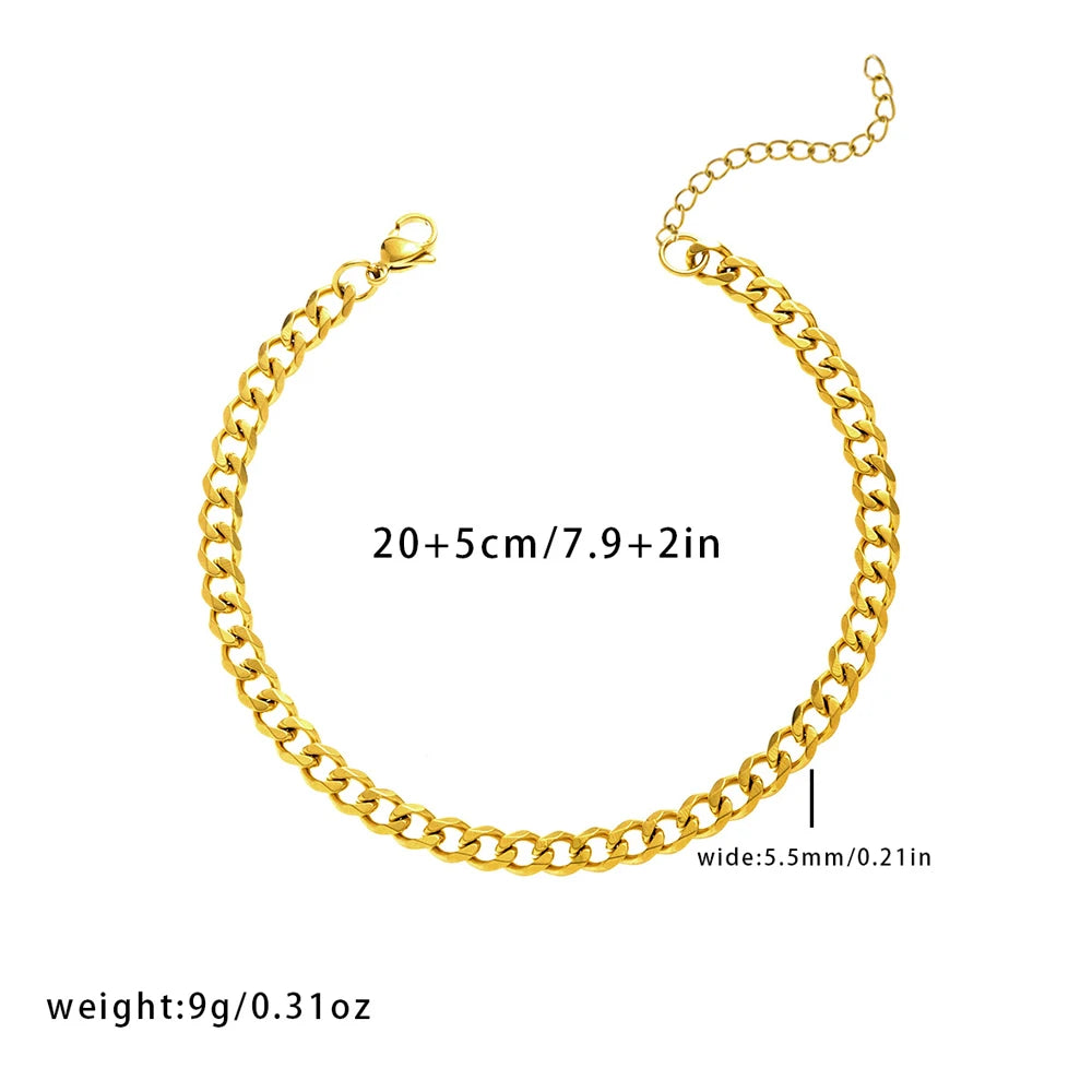 Gold Anklet — Chunky Cuban Link, Waterproof, Durable, Tarnish-Resistant, Everyday Wear