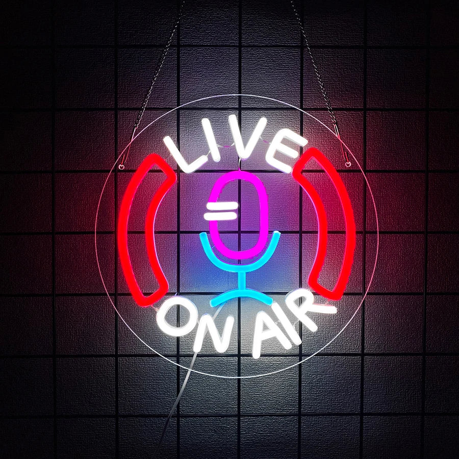 LED Neon ON AIR Sign - USB Powered Wall Decoration Light, Studio Bar Gaming Room Bedroom Decor, Modern Aesthetic Acrylic LED Sign
