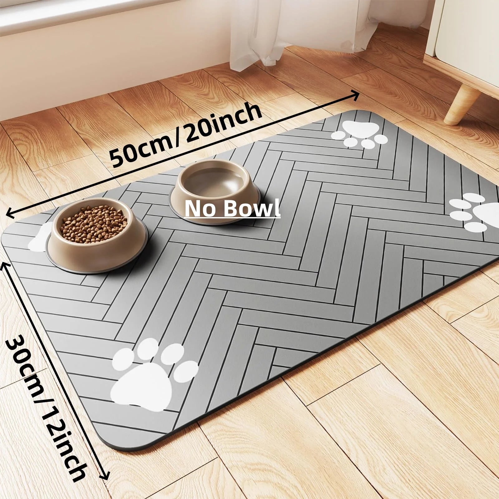 Absorbent Pet Feeding Mat - Waterproof Rubber-Backed Placemat for Dog & Cat Food and Water Bowls, Quick-Dry, Protects Floors