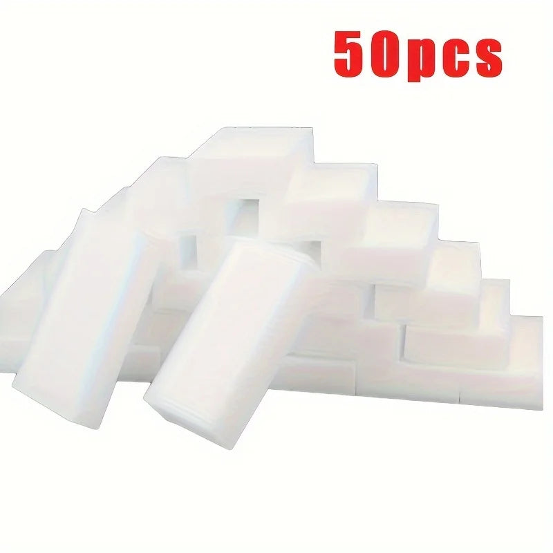 Magic Cleaning Sponge Bulk Pack (50 or 100 pcs) - Melamine Foam Eraser, Removes Scuffs, Stains, Grime with Just Water