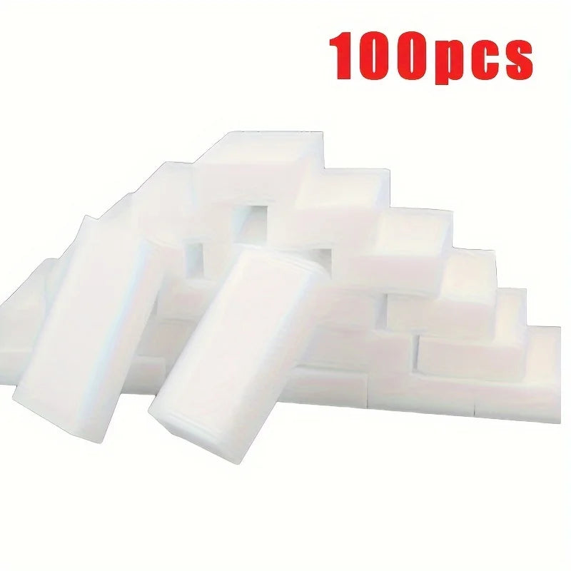 Magic Cleaning Sponge Bulk Pack (50 or 100 pcs) - Melamine Foam Eraser, Removes Scuffs, Stains, Grime with Just Water