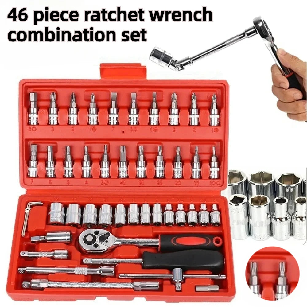 Car Repair Tool Kit — 142-Piece Metric & SAE, Universal, Durable, Comprehensive, Portable