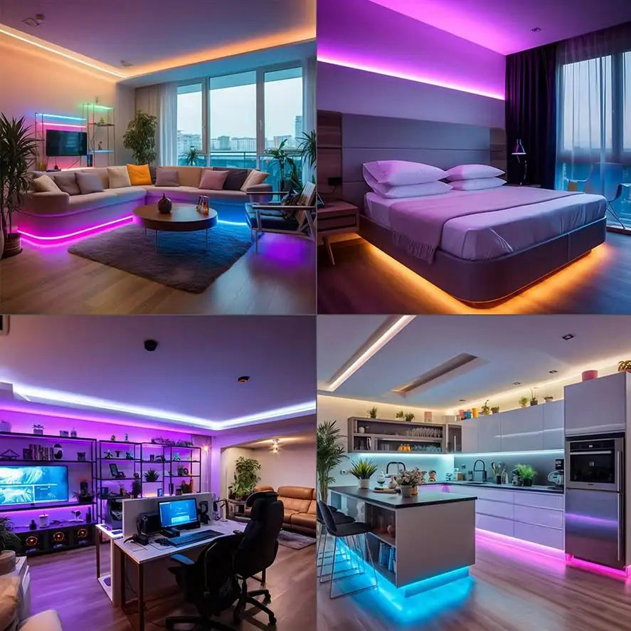 Smart RGB LED Strip Lights with Music Sync - WiFi/Bluetooth App Control, 16M Colors, Bedroom Gaming TV Backlight Decor (1m-30m)