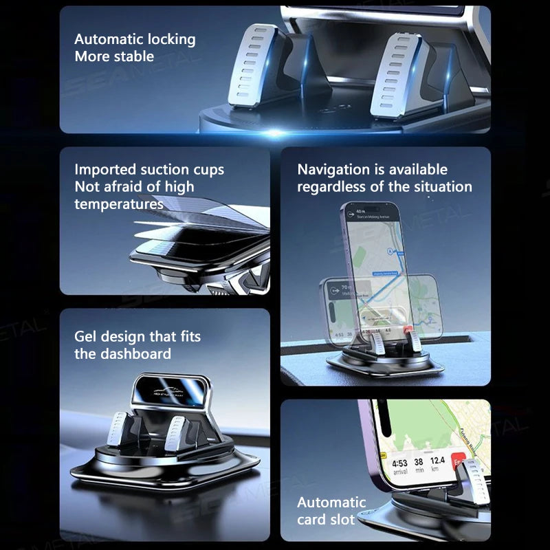Car Phone Mount — 360 Suction, Dashboard, Windshield, Universal, Secure, Rotatable