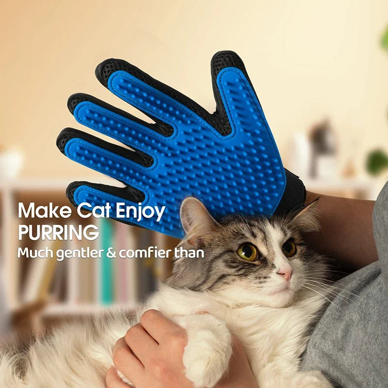 Silicone Pet Grooming Glove - Deshedding Brush for Cats & Dogs, Bath Brush Hair Remover, Gentle Massage Grooming Mitt, Cleans Pet Coat in Minutes