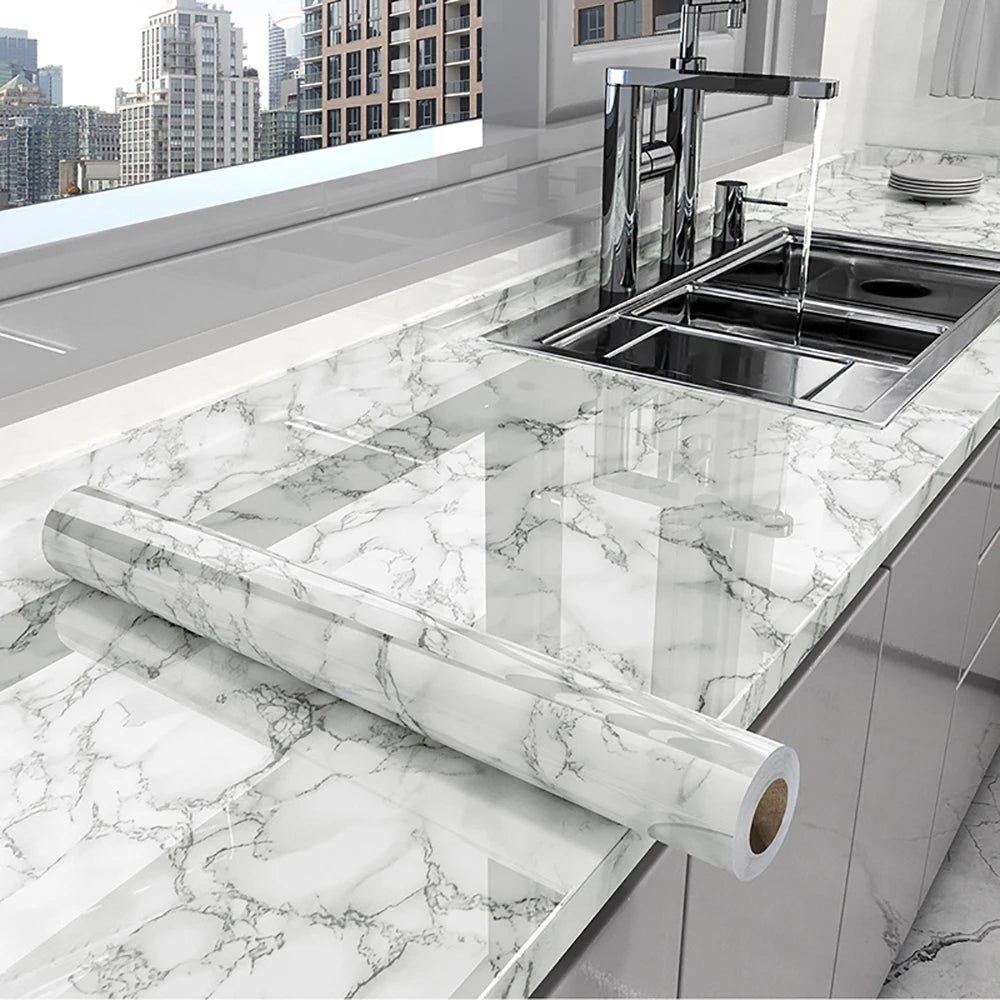 Marble Contact Paper — Self-Adhesive, Peel & Stick, Waterproof, Countertop, Cabinet, Wall