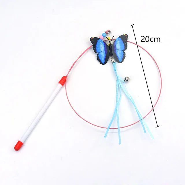 Interactive Cat Teasing Wand - Feather + Bell + Plush Mouse Wire Toy, 14 Color Variants for Indoor Play & Exercise