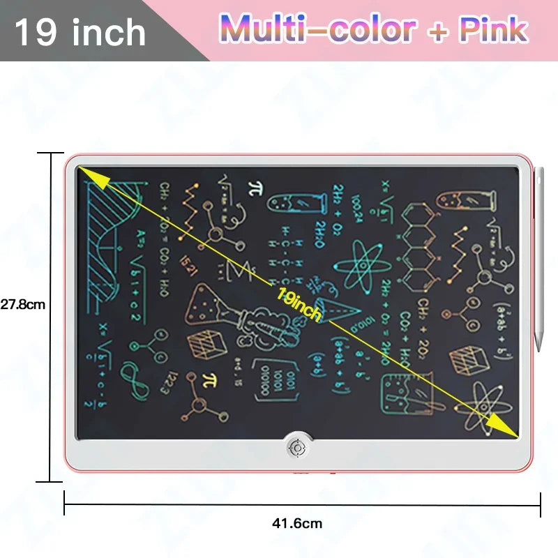 19" LCD Writing & Drawing Tablet for Kids - Educational Reusable Color Sketchpad, No Paper, Battery-Powered Art & Doodle Board