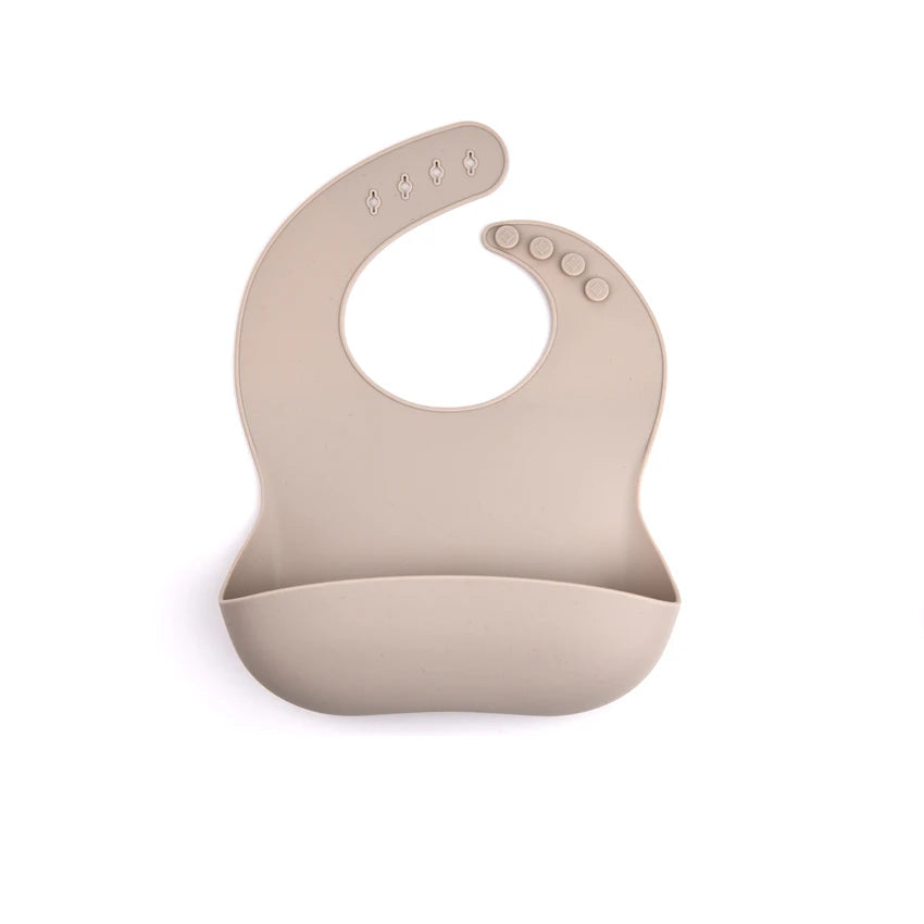 Silicone Baby Feeding Bib with Deep Food Catcher - Waterproof, Adjustable, Dishwasher-Safe in 10 Modern Colors