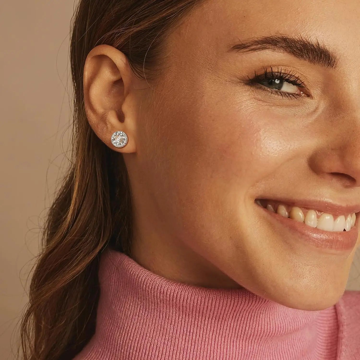 Zircon Stud Earrings — 4-Piece Set, Halo, Dainty, Hypoallergenic, Giftable