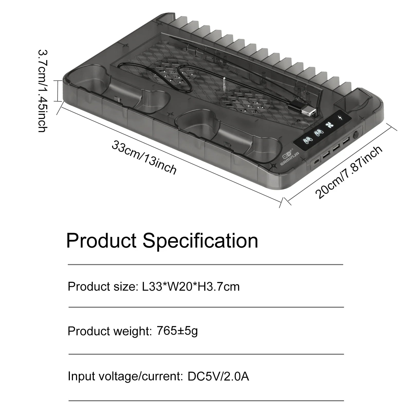 PS5 Cooling Stand — Fast Charging, Dual Controller, Quiet Fan, LED Indicators, Game Storage, Headset Holder