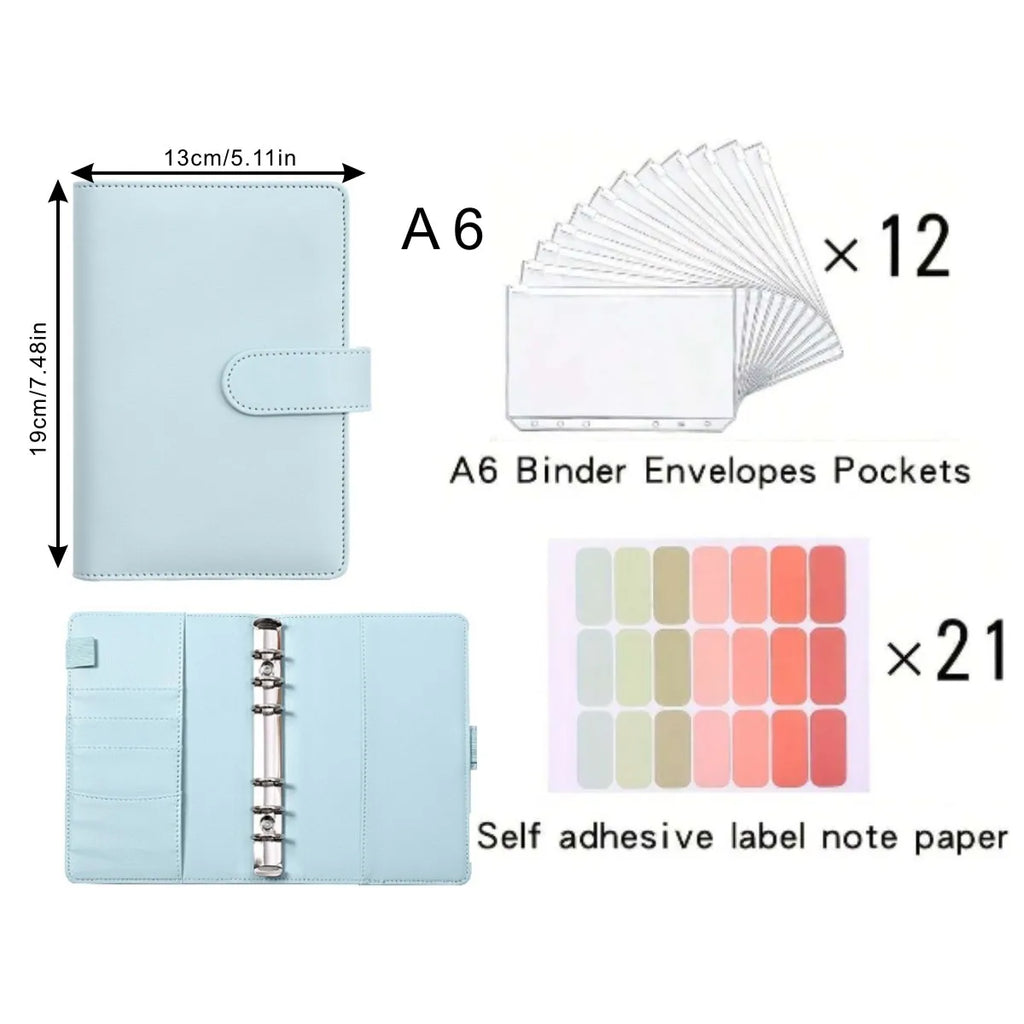 A6 Savings Notebook — Budget Planner, Cash Envelopes, Expense Tracker, Financial Organizer, PU Leather Cover