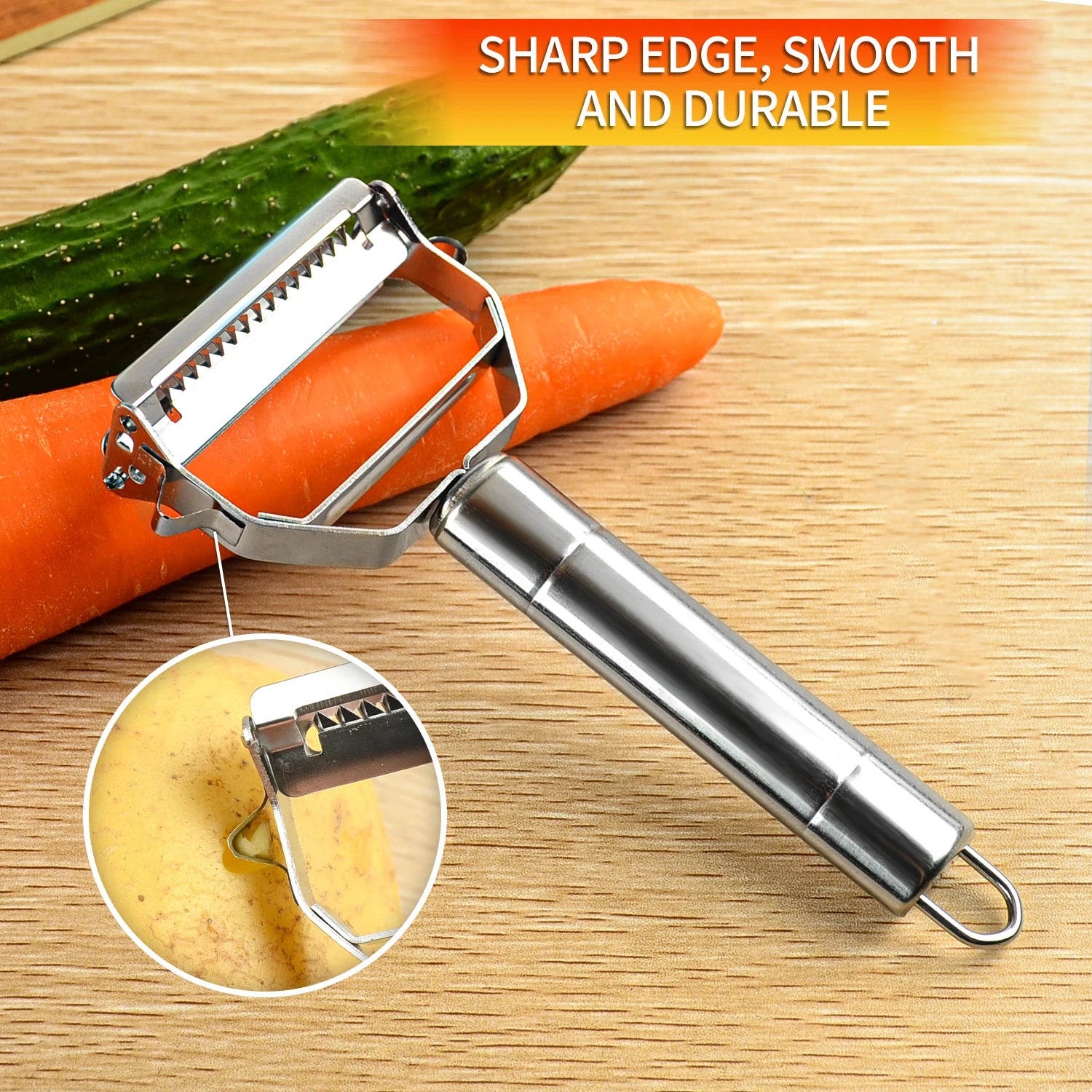 Stainless Steel Multi-Function Vegetable Peeler - Y-Style Slicer Grater, Potato Cucumber Apple Peeler, Julienne Kitchen Tool, Dishwasher Safe