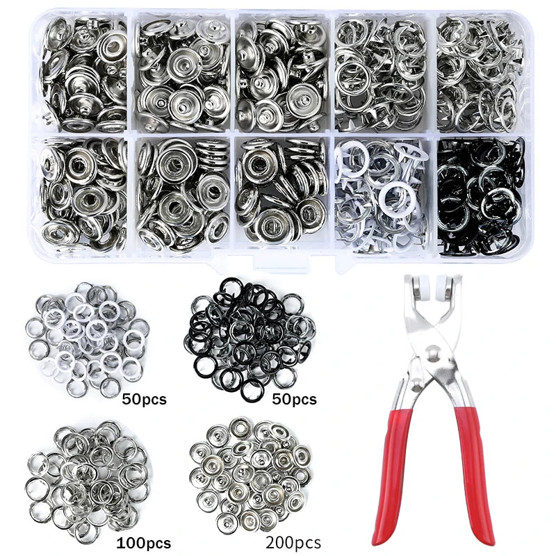 Snap Button Pliers Kit — 100pcs, Durable, Heavy-Duty, DIY, Crafting