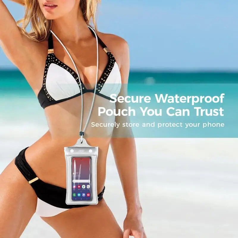 Waterproof Phone Pouch — 2-Pack, Submersible, Underwater, Swimming, Beach, Pool, Kayaking