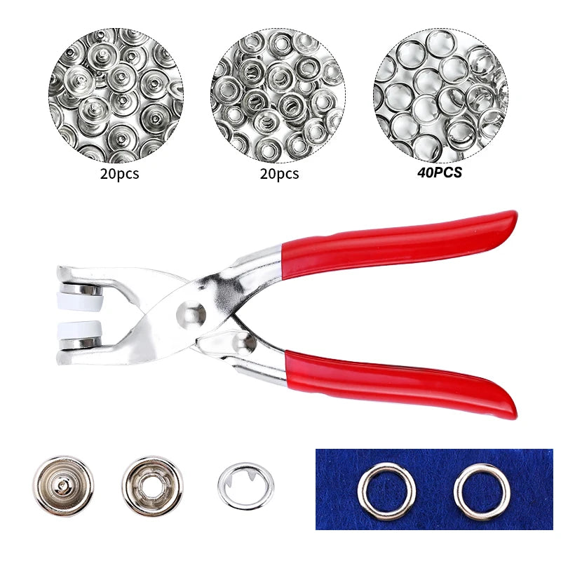 Snap Button Pliers Kit — 100pcs, Durable, Heavy-Duty, DIY, Crafting