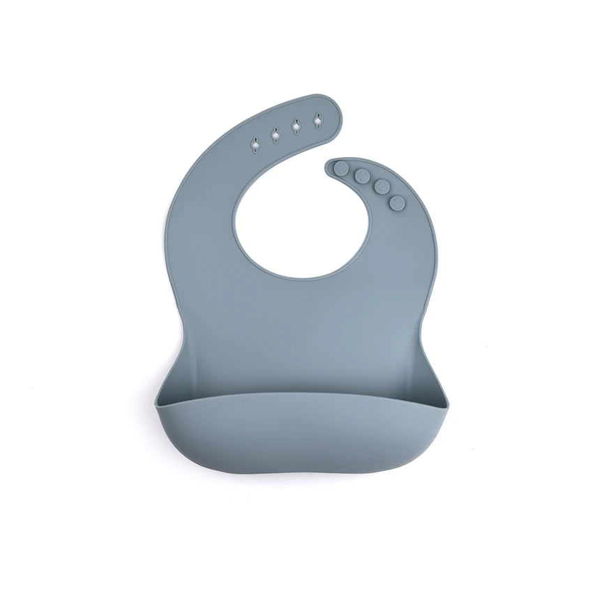 Silicone Baby Feeding Bib with Deep Food Catcher - Waterproof, Adjustable, Dishwasher-Safe in 10 Modern Colors