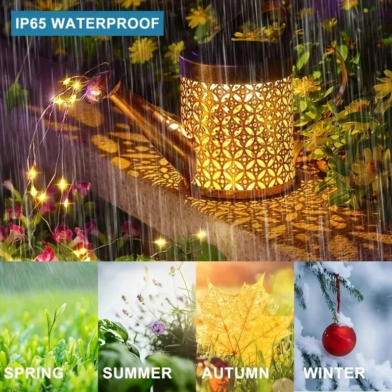 Solar Watering Can Light — Outdoor Garden Decor, Warm White, Waterproof, Hanging, Decorative