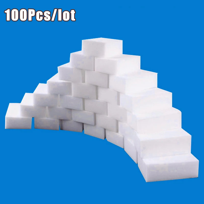 Magic Cleaning Sponge Bulk Pack (50 or 100 pcs) - Melamine Foam Eraser, Removes Scuffs, Stains, Grime with Just Water