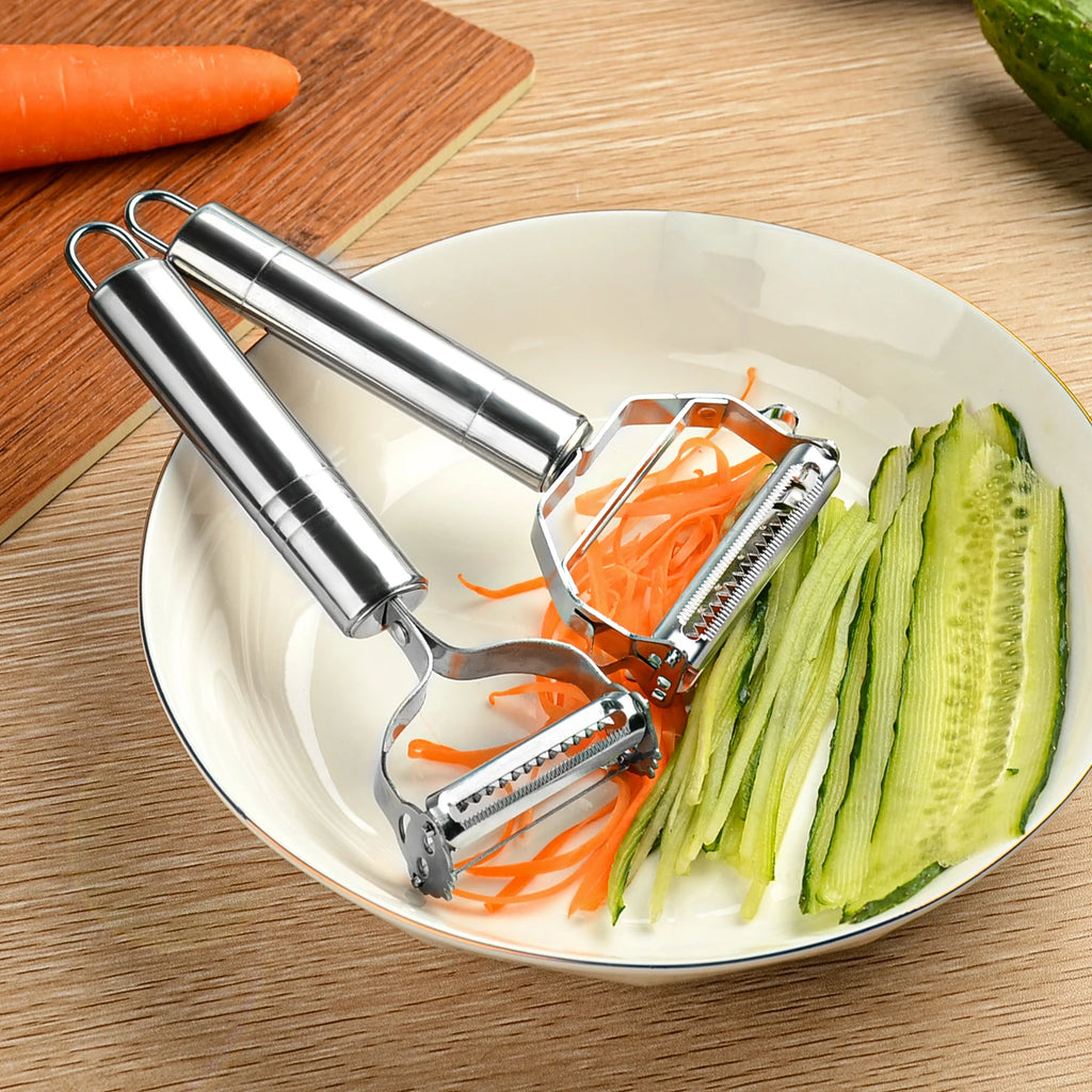 Stainless Steel Multi-Function Vegetable Peeler - Y-Style Slicer Grater, Potato Cucumber Apple Peeler, Julienne Kitchen Tool, Dishwasher Safe