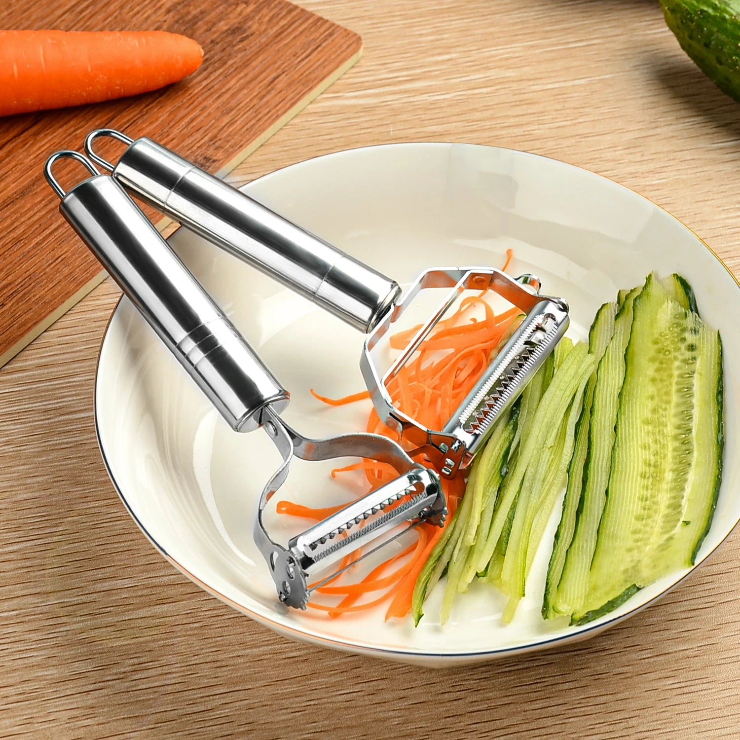Stainless Steel Multi-Function Vegetable Peeler - Y-Style Slicer Grater, Potato Cucumber Apple Peeler, Julienne Kitchen Tool, Dishwasher Safe