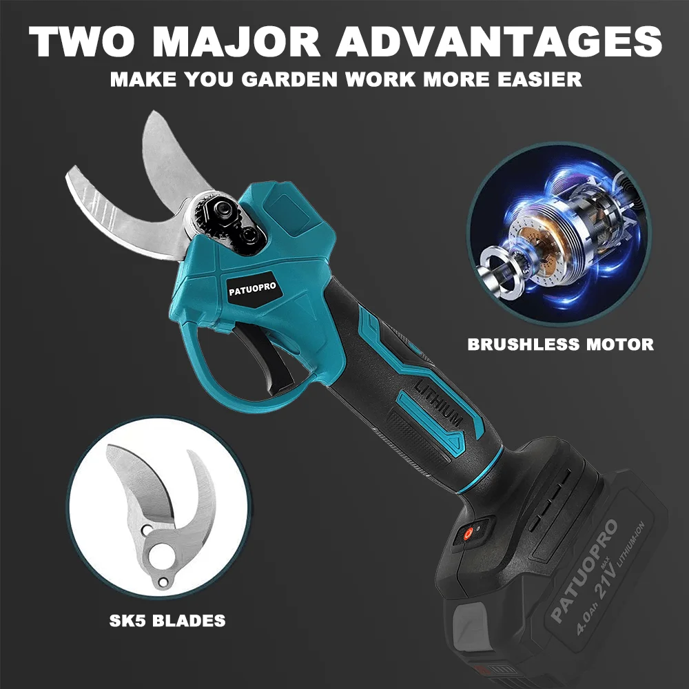 Electric Pruning Shears — Cordless, Rechargeable, Professional, Heavy Duty, Garden Tool