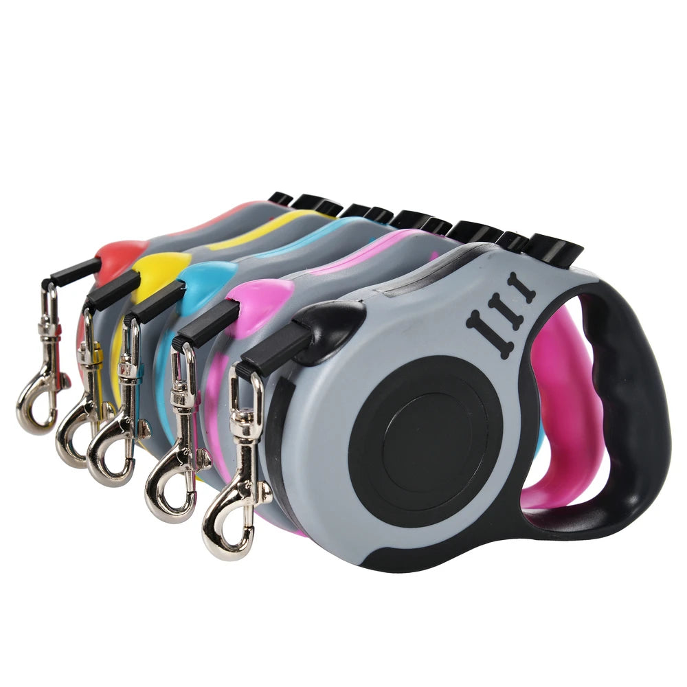 Retractable Dog Leash - 3m or 5m Auto-Locking Nylon Lead for Small to Medium Dogs & Cats, One-Hand Brake, 12 Colors