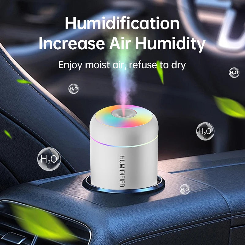 180ml Mini Aroma Diffuser & Humidifier - USB Ultrasonic Mist with Color-Changing LED Night Light, Whisper-Quiet for Bedroom, Office & Car