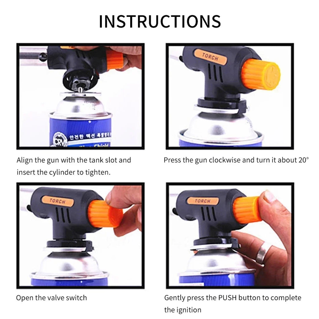 Automatic Ignition Baking Welding Tool Gas Torch Flamethrower Butane Burner for BBQ Camping Outdoor Hiking Fire Flame Gun