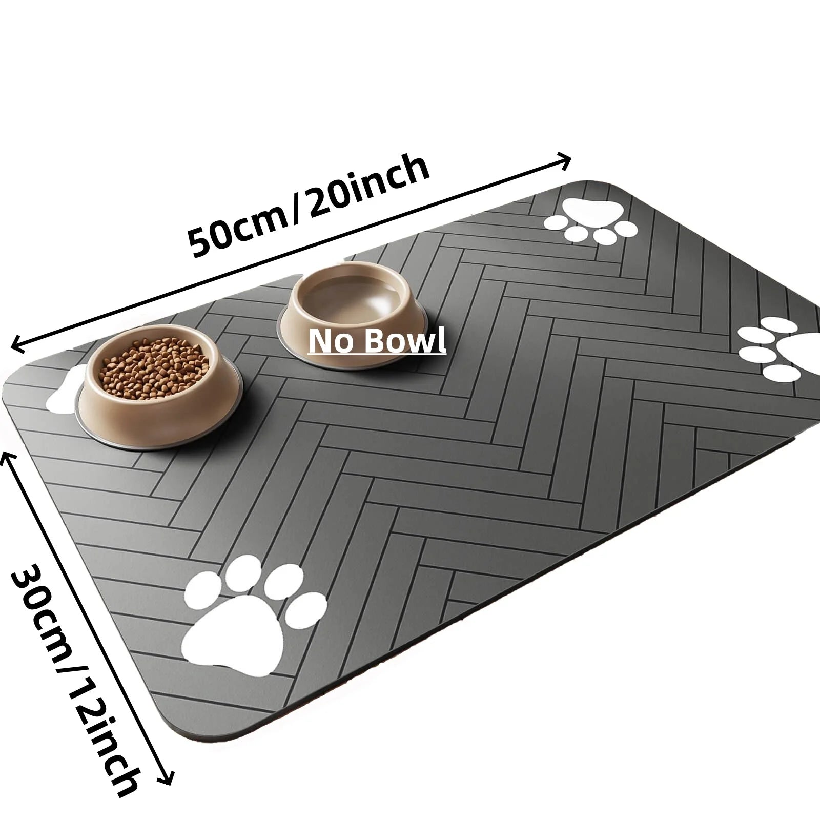 Absorbent Pet Feeding Mat - Waterproof Rubber-Backed Placemat for Dog & Cat Food and Water Bowls, Quick-Dry, Protects Floors