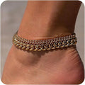 Gold Anklet — Chunky Cuban Link, Waterproof, Durable, Tarnish-Resistant, Everyday Wear