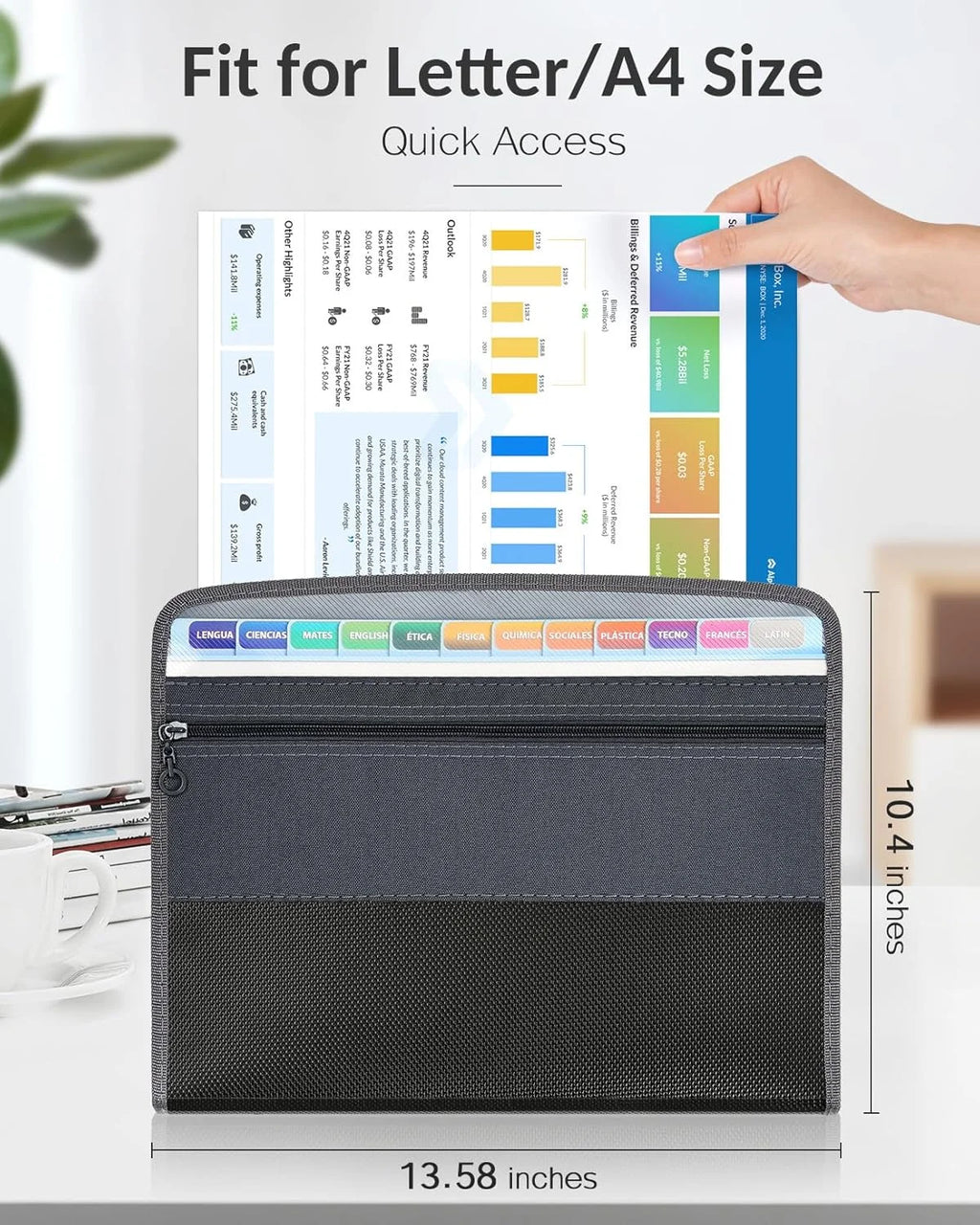 Accordion File Organizer — 13 Pockets, A4 Size, Letter Size, Expandable, Portable