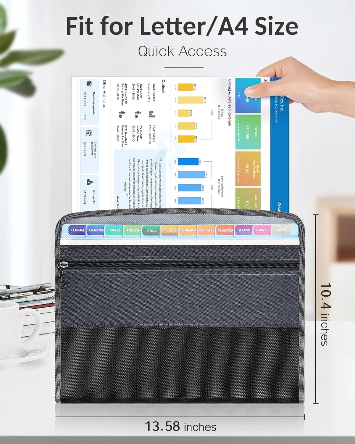 Accordion File Organizer — 13 Pockets, A4 Size, Letter Size, Expandable, Portable