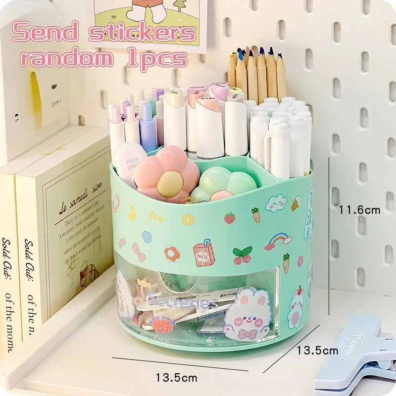 Rotating Desk Organizer - Multi-Compartment Pen Holder, 360 Spinning Office Stationary Caddy, Pencil Storage Box, Home Office Desktop Organizer
