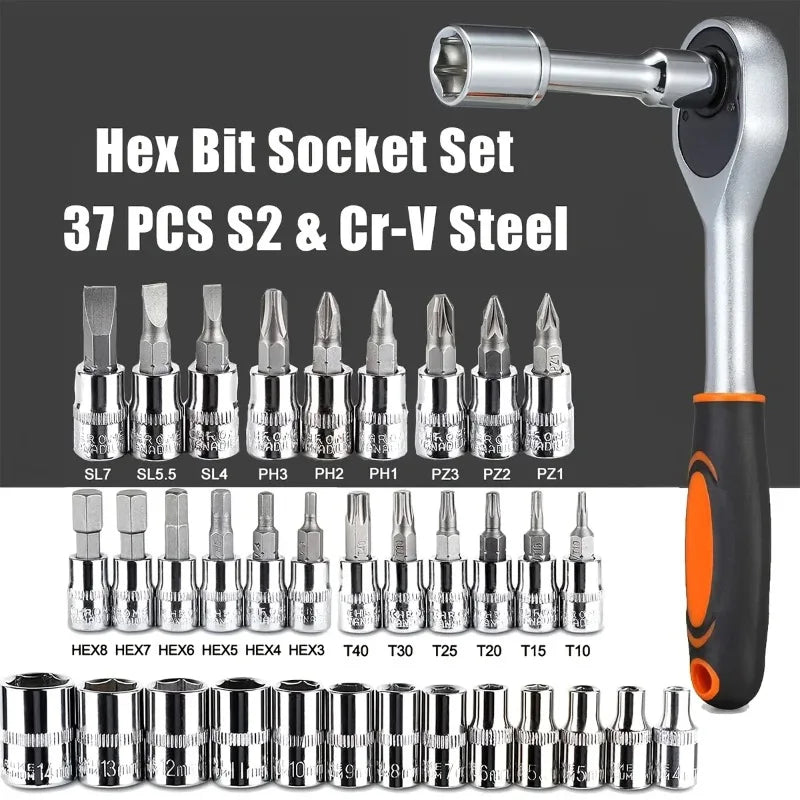 Car Repair Tool Kit — 142-Piece Metric & SAE, Universal, Durable, Comprehensive, Portable