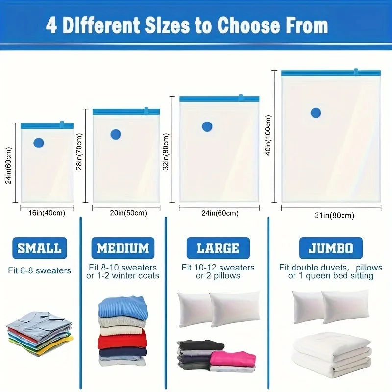 Electric Vacuum Storage Bag Kit with Mini Pump - Compress Clothes, Bedding & Travel Luggage by 75% in 60 Seconds