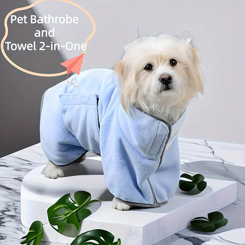 Pet Bath Towel — Wearable, Absorbent, Quick-Dry, Microfiber, Dog, Cat
