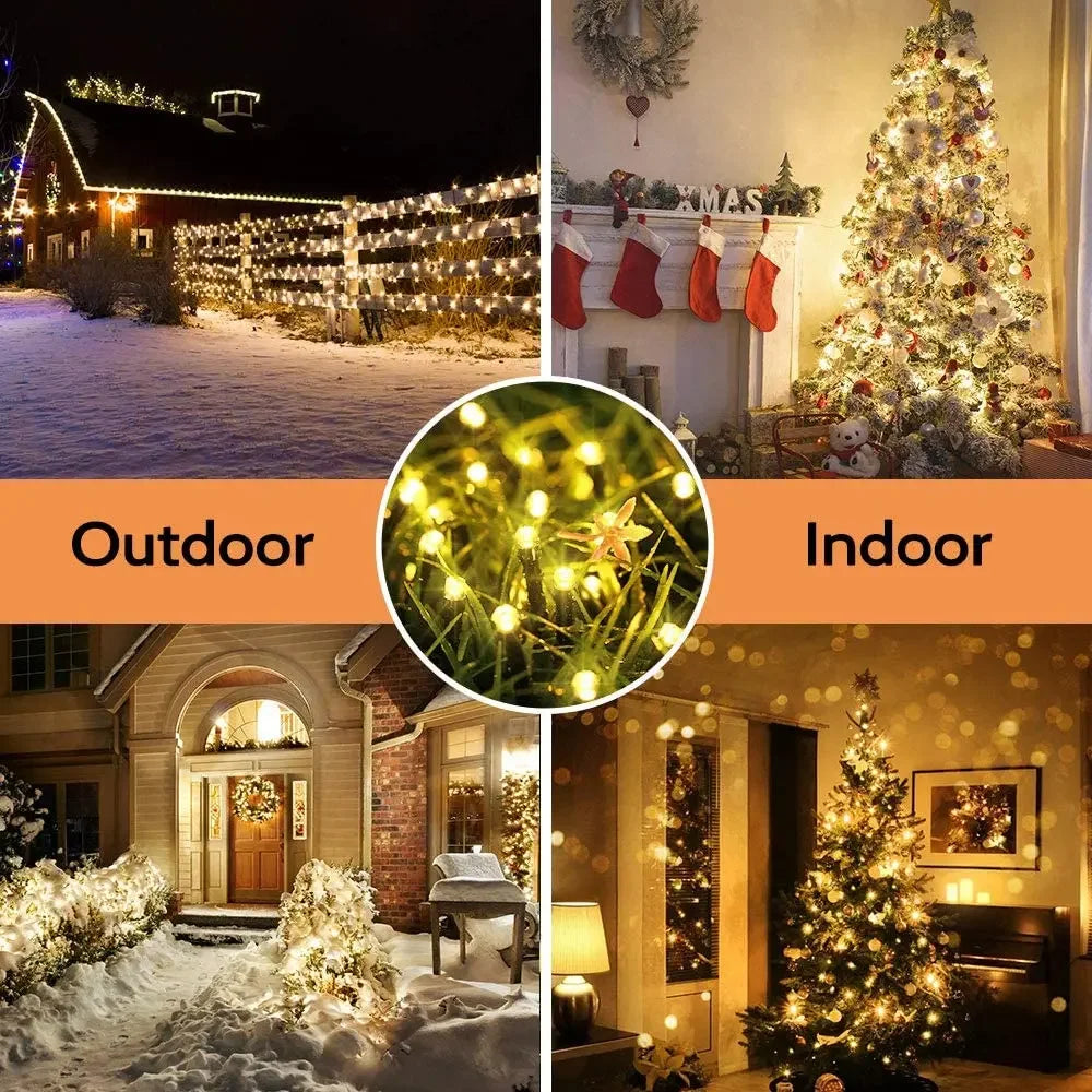 Solar String Lights — Outdoor Patio, Waterproof, Warm White, Dimmable, Shatterproof