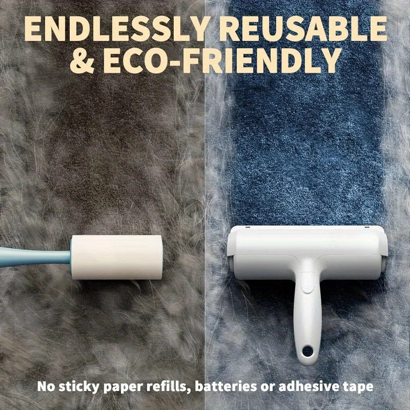 Reusable Pet Hair Remover Roller - No Refills, No Adhesive, Picks Up Dog & Cat Fur from Couch, Carpet, Clothes & Bedding