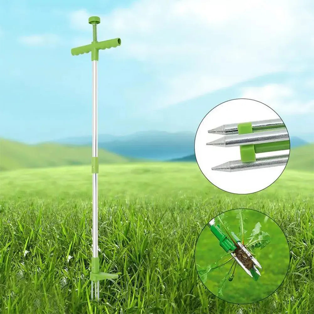 Stand-Up Weed Puller — Ergonomic Handle, Manual, Long Reach, Stainless Steel, Garden Tool