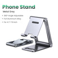 Aluminum Phone & Tablet Desk Stand - Adjustable Foldable Holder for iPhone iPad Galaxy, Anti-Slip Premium Aluminum, Ergonomic Tech Stand