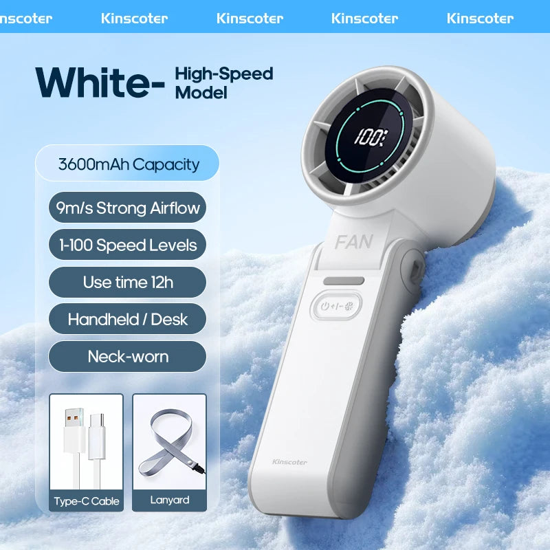 Handheld Turbo Fan — Portable, Rechargeable, Cordless, Personal, Mini, Quiet