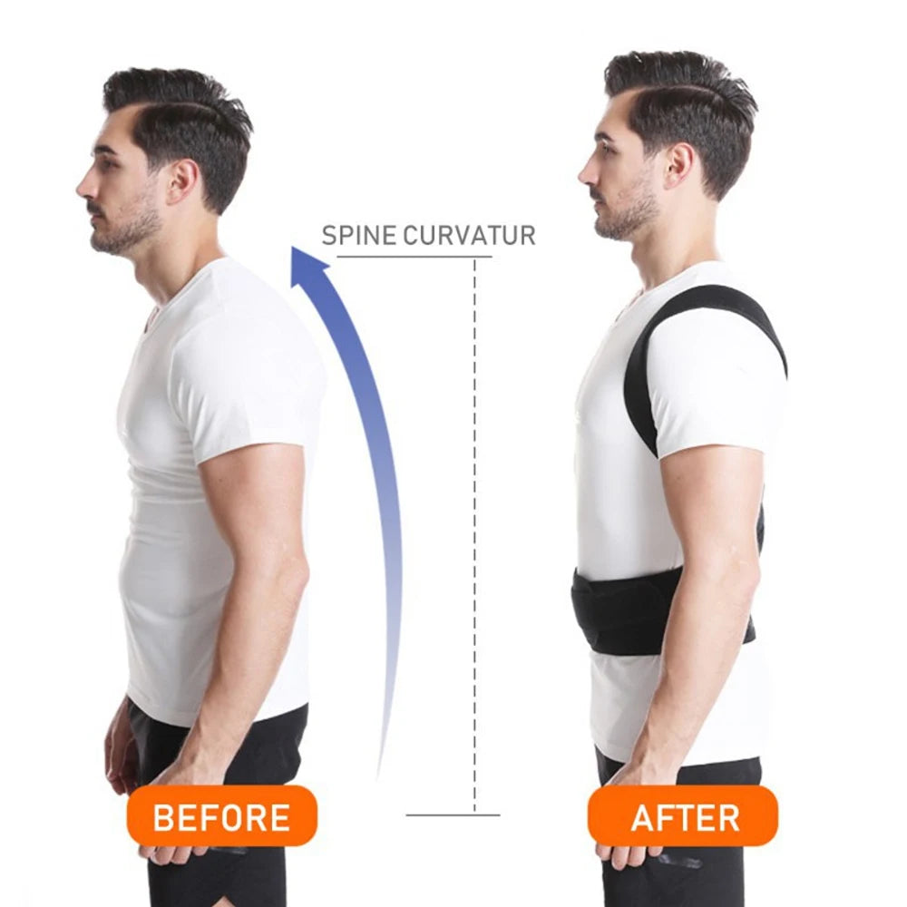 Adjustable Posture Corrector Back Brace - Discreet Under-Clothes Shoulder & Lumbar Support for Desk Workers, Drivers, Athletes