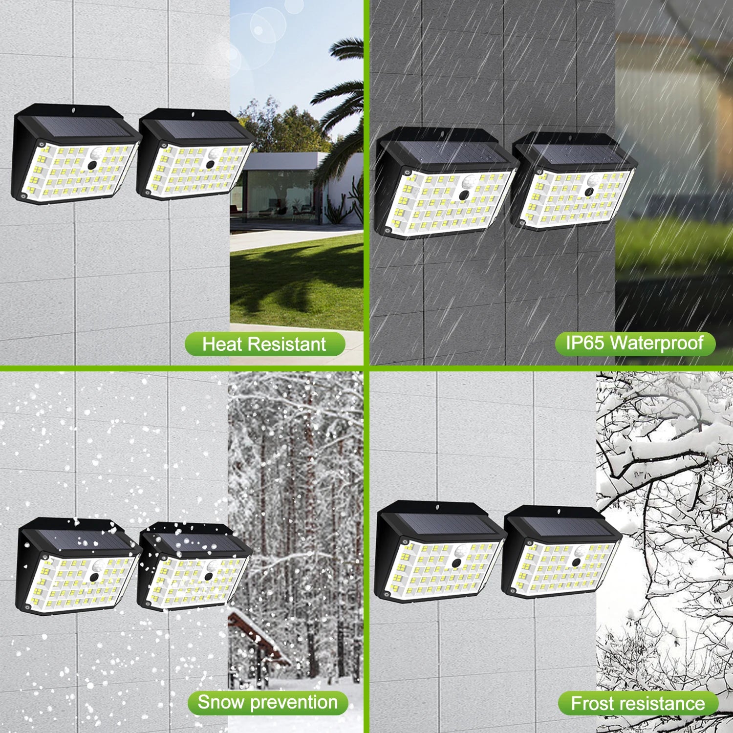 Solar Motion-Sensor Flood Lights - 176 LEDs, IP65 Waterproof, 3 Modes, Zero-Wiring Security Lighting for Porch, Yard, Driveway