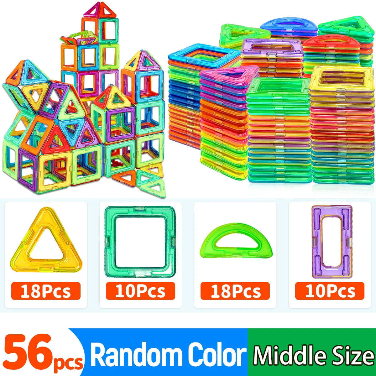 Magnetic Building Blocks — Large Set, Kids' Educational, STEM Toy, Creative Play, Durable