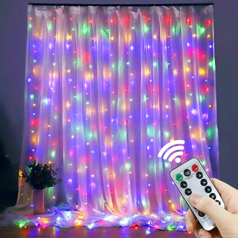 USB Curtain Fairy Lights — 8 Modes, Remote, Timer, Waterproof, Dimmable