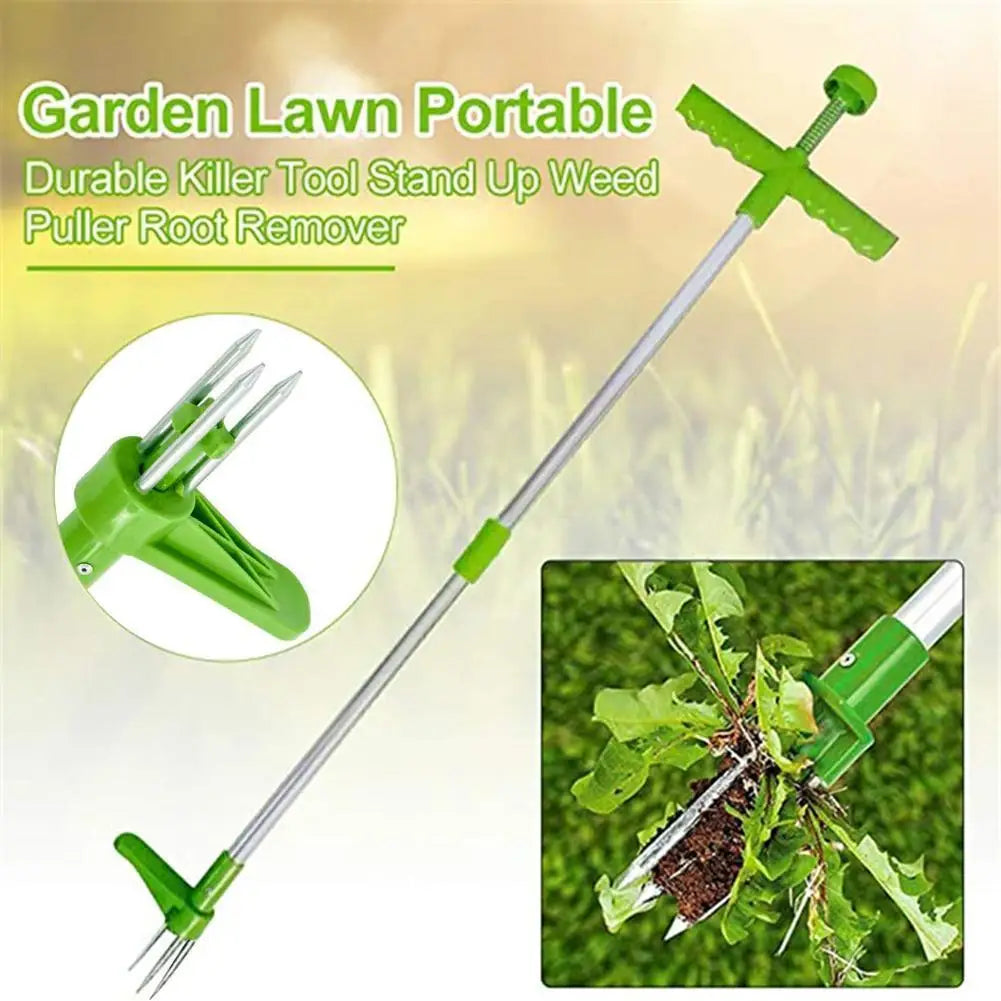 Stand-Up Weed Puller — Ergonomic Handle, Manual, Long Reach, Stainless Steel, Garden Tool
