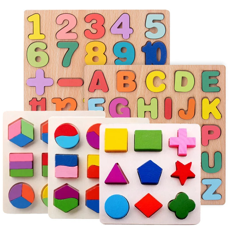 Wooden Peg Puzzles — 6-Pack, Toddler, Montessori, Educational, Fine Motor, Sorting
