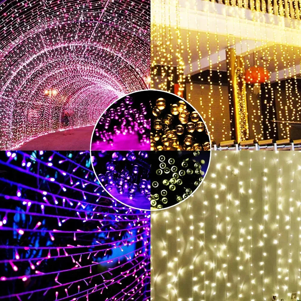 Solar String Lights — Outdoor Patio, Waterproof, Warm White, Dimmable, Shatterproof