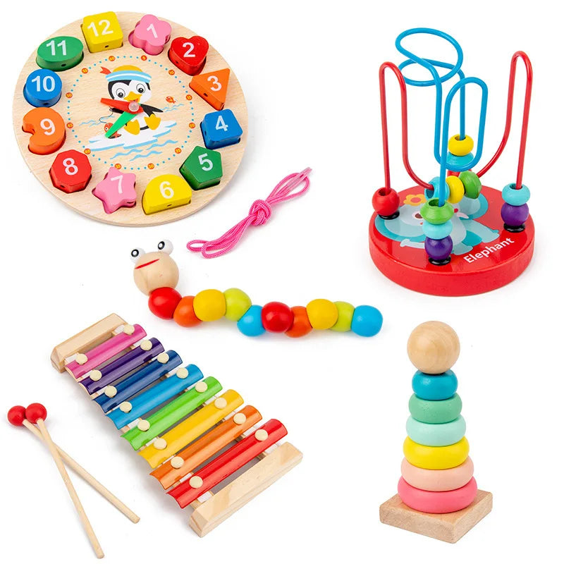 Montessori Stacking Blocks — Wooden Toy, Shape Sorter, Early Learning, Fine Motor, Toddler Gift